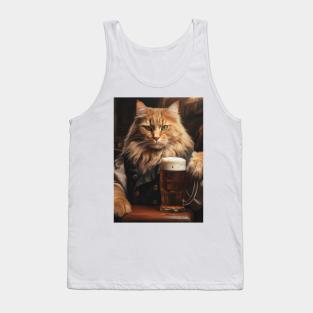 Funny Cat Beer Tank Top